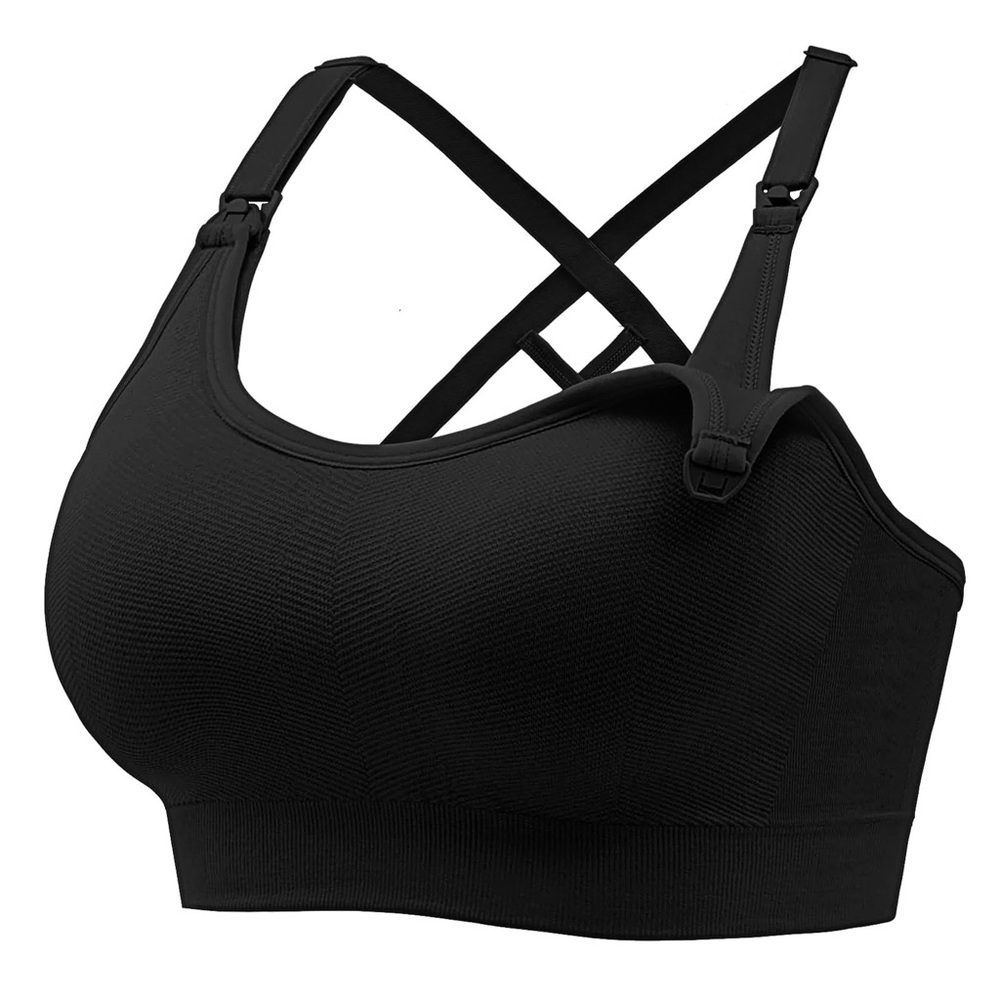 ANGELHOOD black cross back Wirefree maternity nursing bra size XL NWT